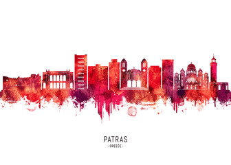Obraz premium Patras Greece Skyline Red