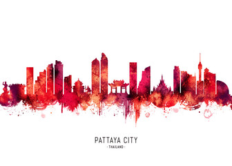 Fototapeta premium Pattaya City Skyline Red