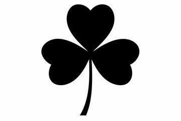 Three leaf clover, silhouette black color vector art illustration