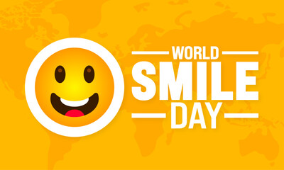 World Smile Day background or banner design template is observed every year in October. Holiday concept. Template for card, poster, placard, template. eps 10