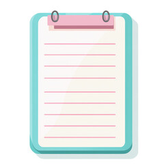 Colorful clipboard with blank paper, white isolated background, transparent background.