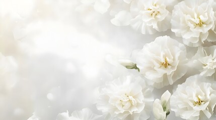 Elegant White Carnation Floral Background with Blossoming Flowers