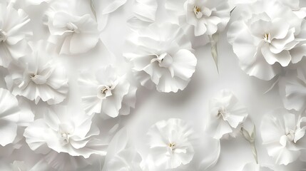 Elegant White Carnation Floral Background with Soft Petals and Delicate Textures