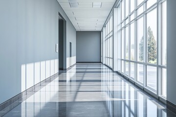 Modern Office Interior with Mock Wall in Contemporary Business Building