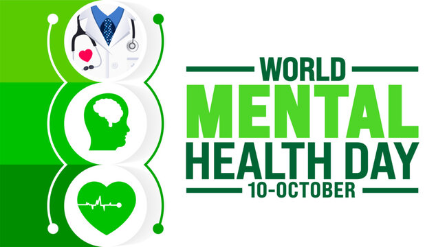 World Mental Health Day background or banner design template is observed every year in October. Holiday concept. Template for card, poster, placard, template. eps 10