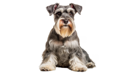 Miniature Schnauzer on transparent background.
