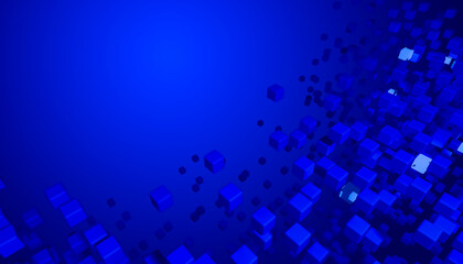 Abstract 3D Blue Cubes: Futuristic Digital Technology Background