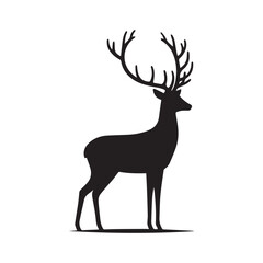 deer logo black icon  cartoon deer animal on a plain white background vector logo