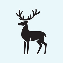 deer logo black icon  cartoon deer animal on a plain white background vector logo