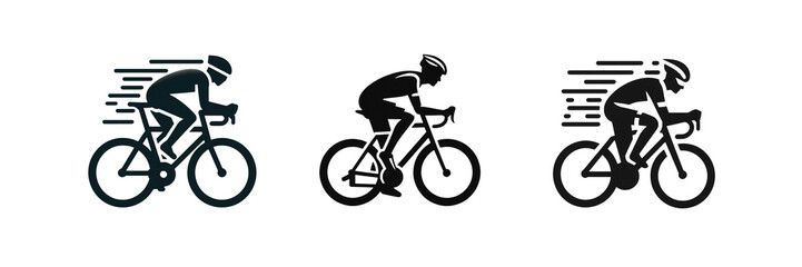 Obraz premium Set of silhouette image of Bicycle and cycling icon, isolated over on transparent white background