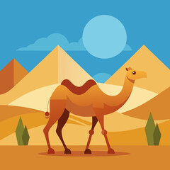 camel walking vector illustration