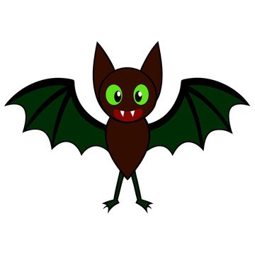 recommend clip art: Halloween bat with leg mascot vector out line art
