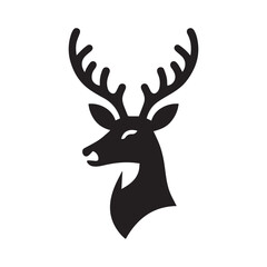 Naklejka premium deer logo black icon cartoon deer animal on a plain white background vector logo