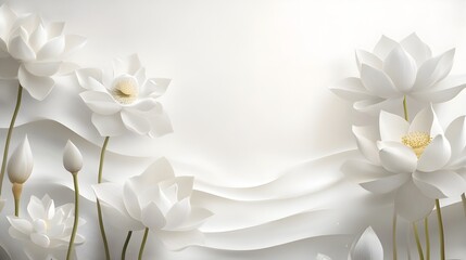 Obraz premium Elegant White Lotus Floral Background with Delicate Petals and Serene Ambiance