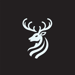 deer logo black icon  cartoon deer animal on a plain white background vector logo