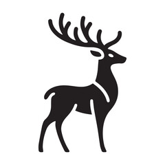 deer logo black icon  cartoon deer animal on a plain white background vector logo