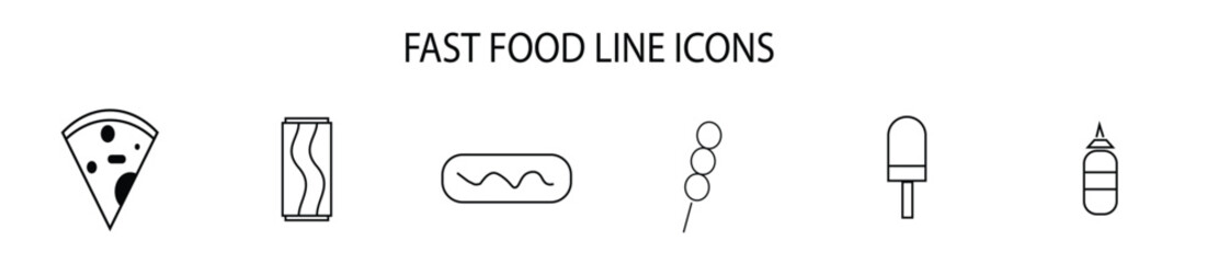 The Fast food line icons 