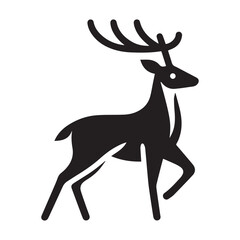 deer logo black icon  cartoon deer animal on a plain white background vector logo