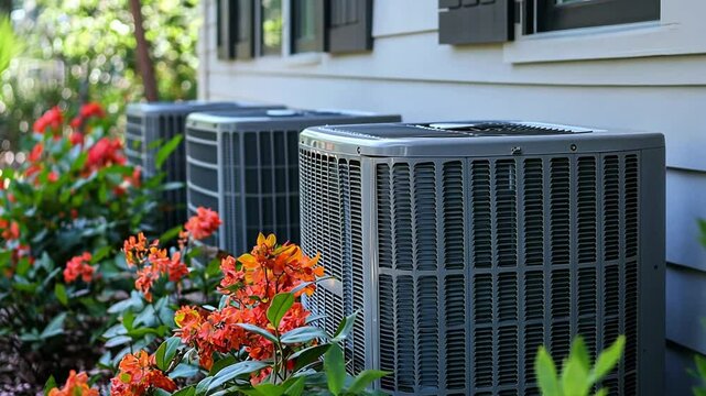 AC pump outside the house footage