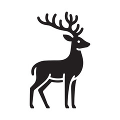 deer logo black icon  cartoon deer animal on a plain white background vector logo