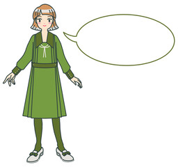 レトロ・モダンガールと吹き出し