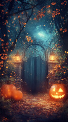 Spooky Halloween banner with eerie shadows, perfect for Halloween designs.