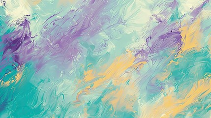Dynamic wallpaper with purple and yellow brushstrokes forming a bold design on turquoise