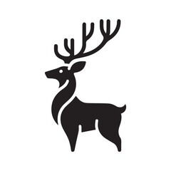 deer logo black icon  cartoon deer animal on a plain white background vector logo