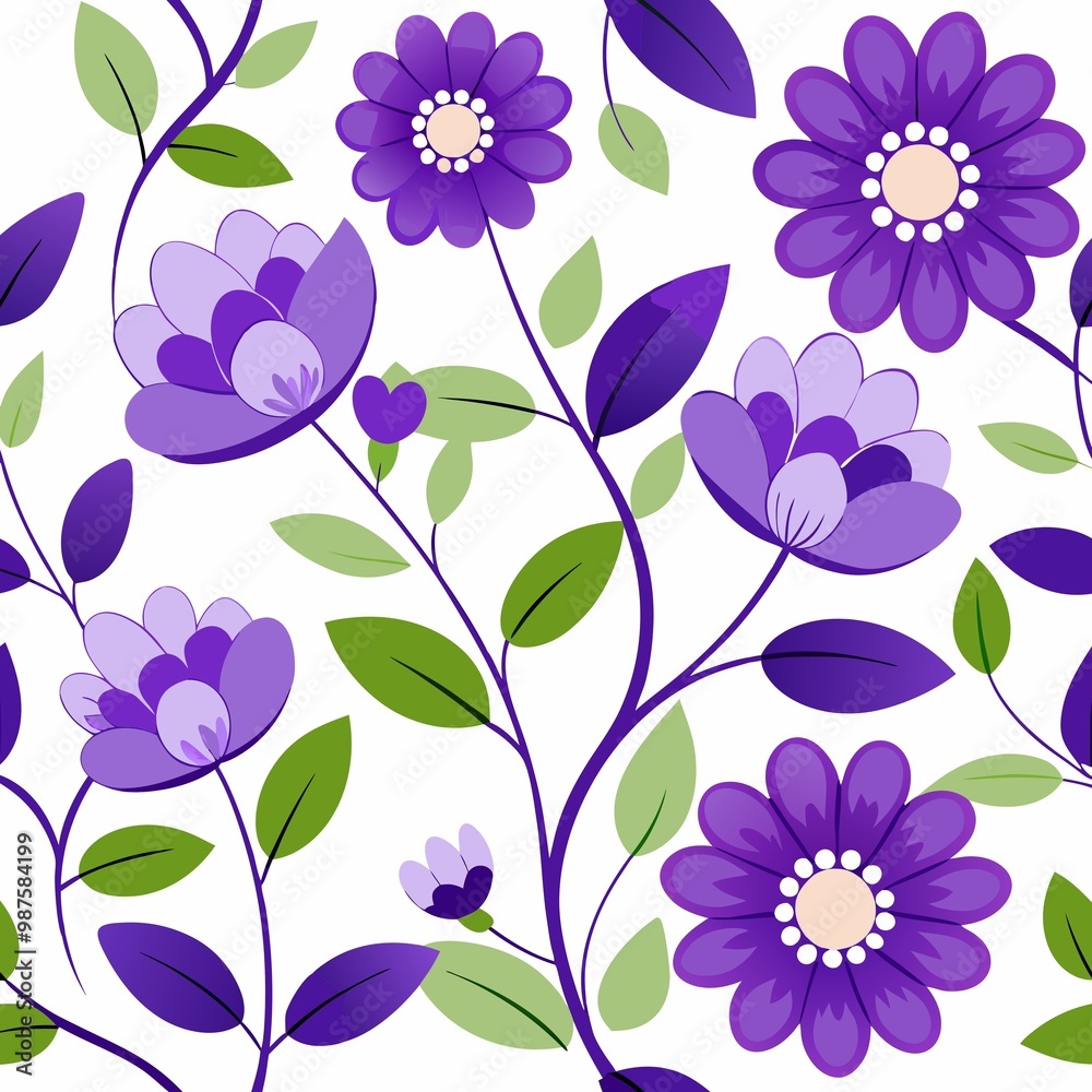 Wall mural seamless floral background