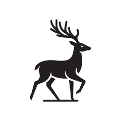 deer logo black icon  cartoon deer animal on a plain white background vector logo