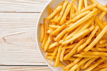 French fries with sour cream and ketchup