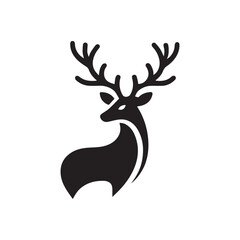 deer logo black icon  cartoon deer animal on a plain white background vector logo