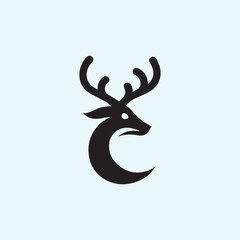 Fototapeta premium deer logo black icon cartoon deer animal on a plain white background vector logo