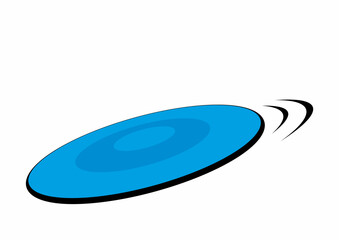 Frisbee, blue symbol on white background, sports equipment, isolated vector icon, logo concept