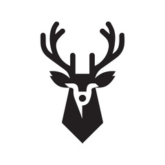 deer logo black icon  cartoon deer animal on a plain white background vector logo