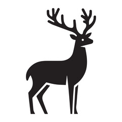 deer logo black icon  cartoon deer animal on a plain white background vector logo