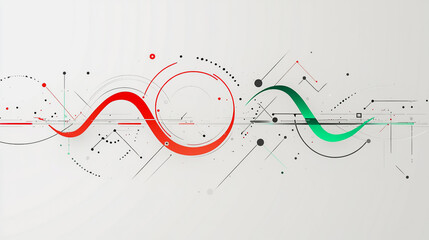 Obraz premium Abstract white background with Colorful geometric and circle lines. Digital future technology . Abstract business connection of lines from nodes innovation of communication in the network.