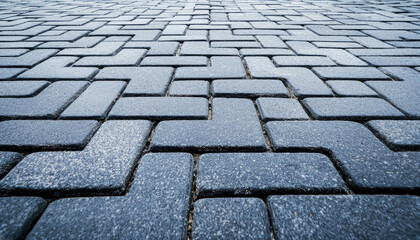 Close-up view of a textured brick pavement with a geometric pattern. Ideal for urban design and construction themes.