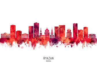 Fototapeta premium Ryazan Russia Skyline Red