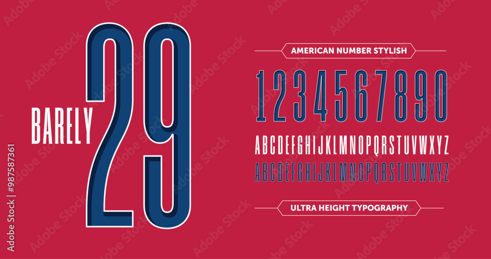 Fototapete barely 29: custom sports numbers featuring letters a-z and numbers 0-9. designed with an ultra-conde