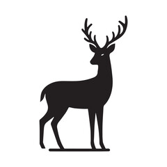 deer logo black icon  cartoon deer animal on a plain white background vector logo