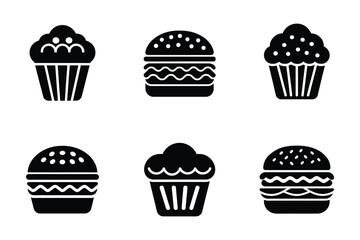 Food icon bundle set in  silhouette style vector clip art