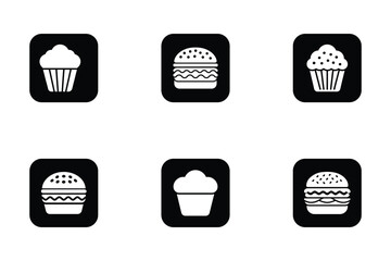 Food icon bundle set in  silhouette style vector clip art