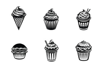 Food icon bundle set in  silhouette style vector clip art