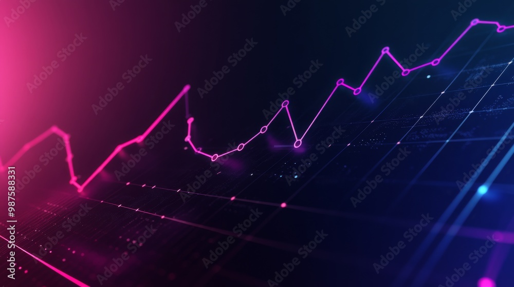 Leinwandbilder a sleek 3d line graph in gradient colors, floating in a futuristic digital grid, symbolizing advance