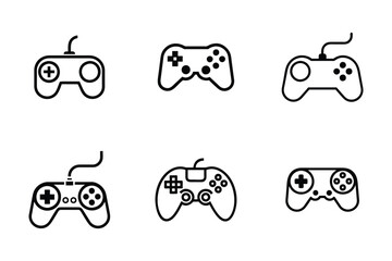 Gaming icon bundle set in creative silhouette style vector