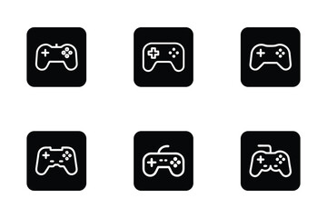 Gaming icon bundle set in creative silhouette style vector