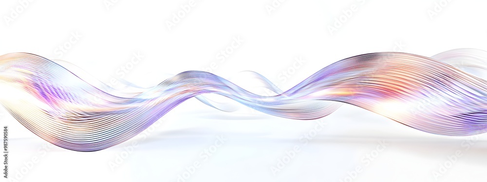 Aufkleber iridescent light wave diffraction pattern in minimalist 3d rendering