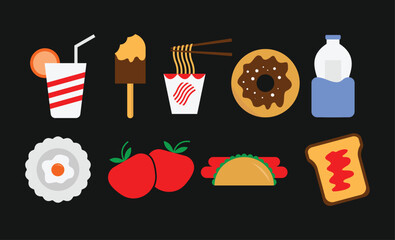 Flat Food and Drink Clipart Set