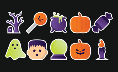 Cartoonist Halloween Icon Set